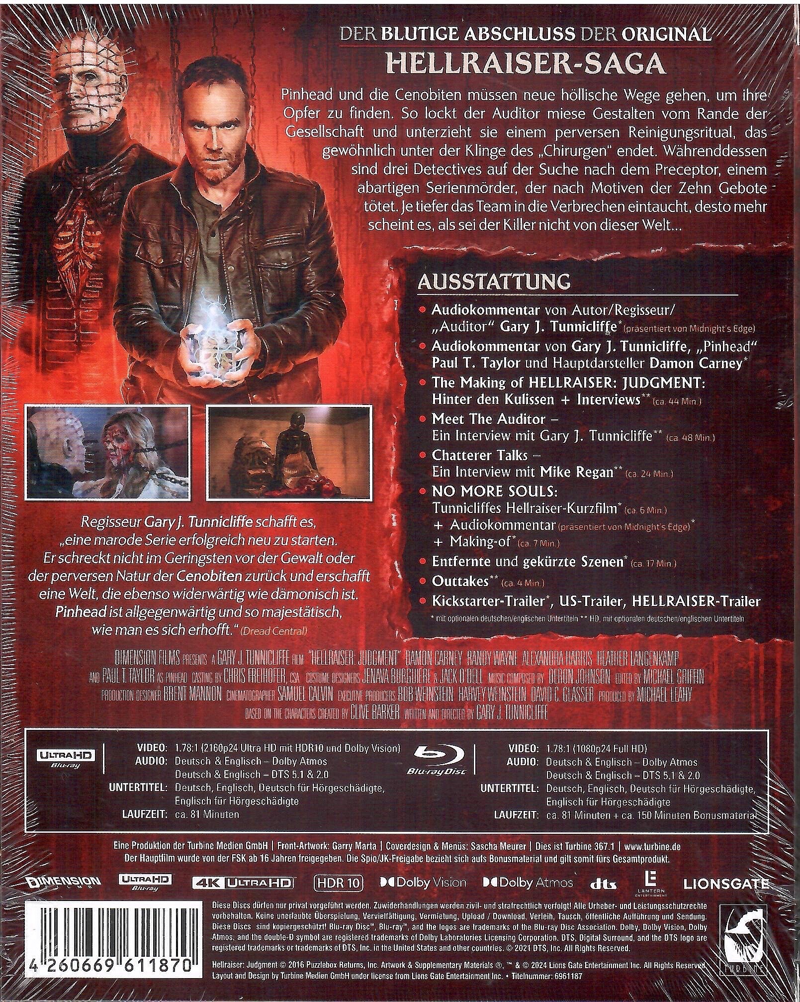 Hellraiser: Judgment 4K Full Slip A SteelBook (Germany) – Blurays