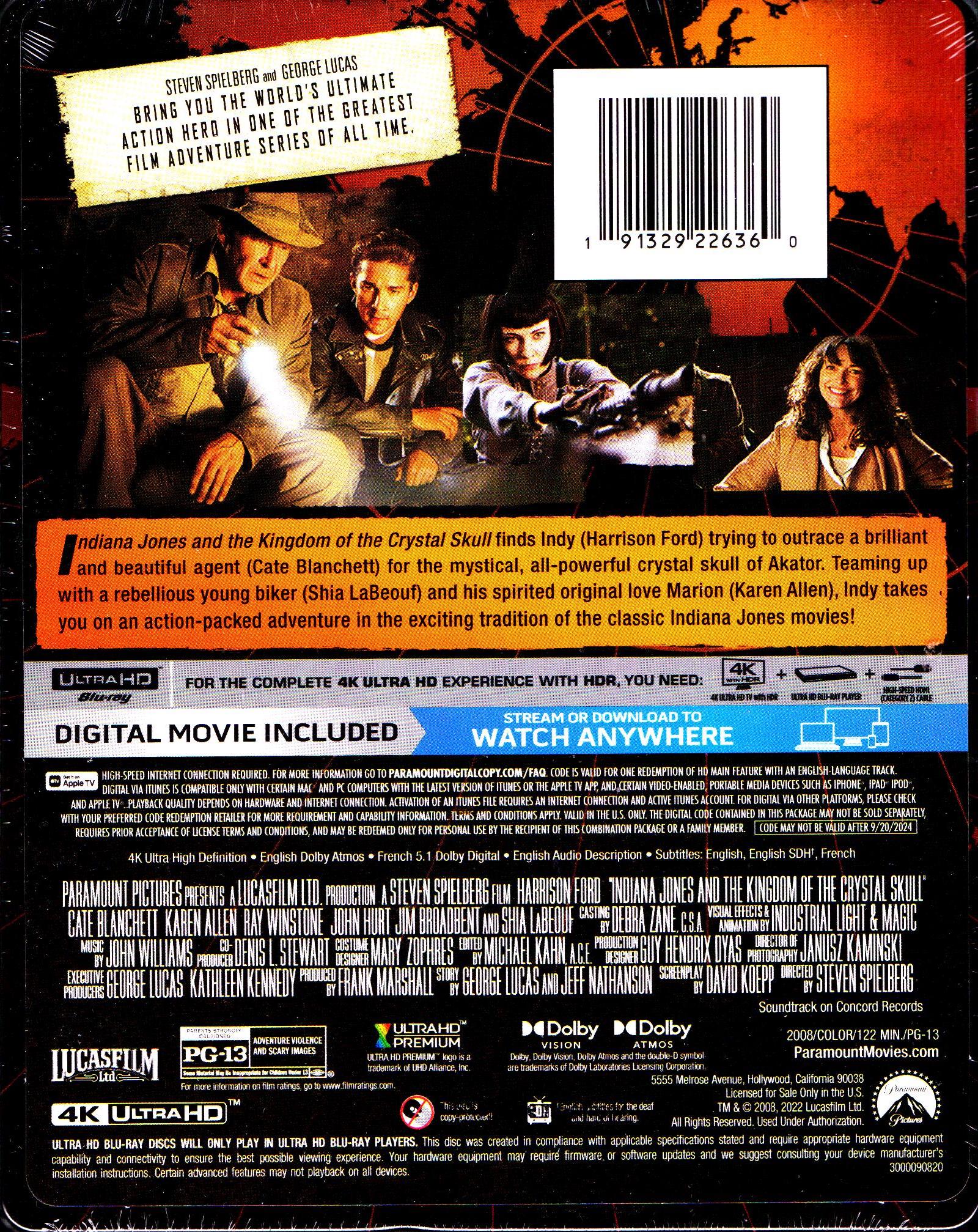 Indiana Jones and the Kingdom of the Crystal Skull 2008, 4K UHD HDR