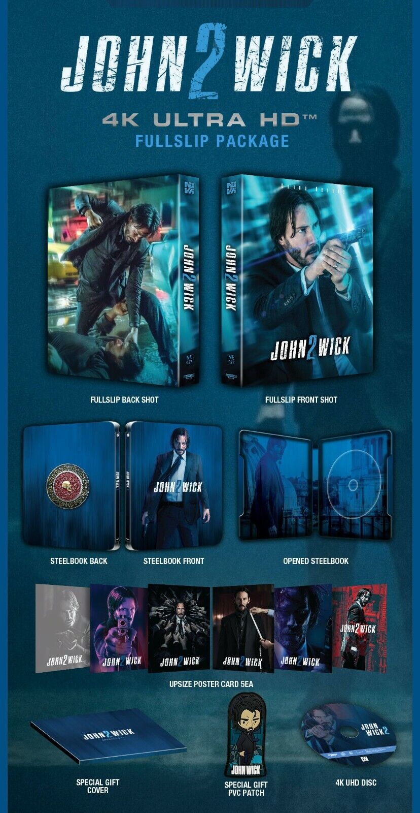 John Wick: Chapter 2 4K Full Slip SteelBook (2017)(NE#27)(Korea)