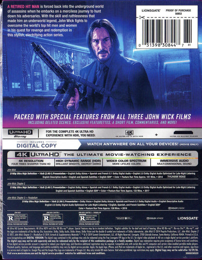 John Wick: Chapters 1-3 4K SteelBook Collection (2014-2019)(Exclusive)