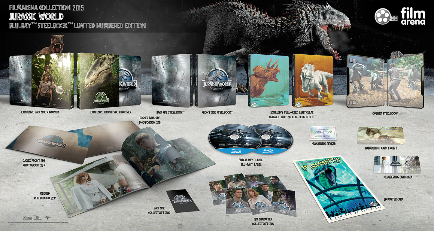 Jurassic World 3D Full Slip SteelBook + Lenticular Magnet (2015)(FAC#024)(Czech)