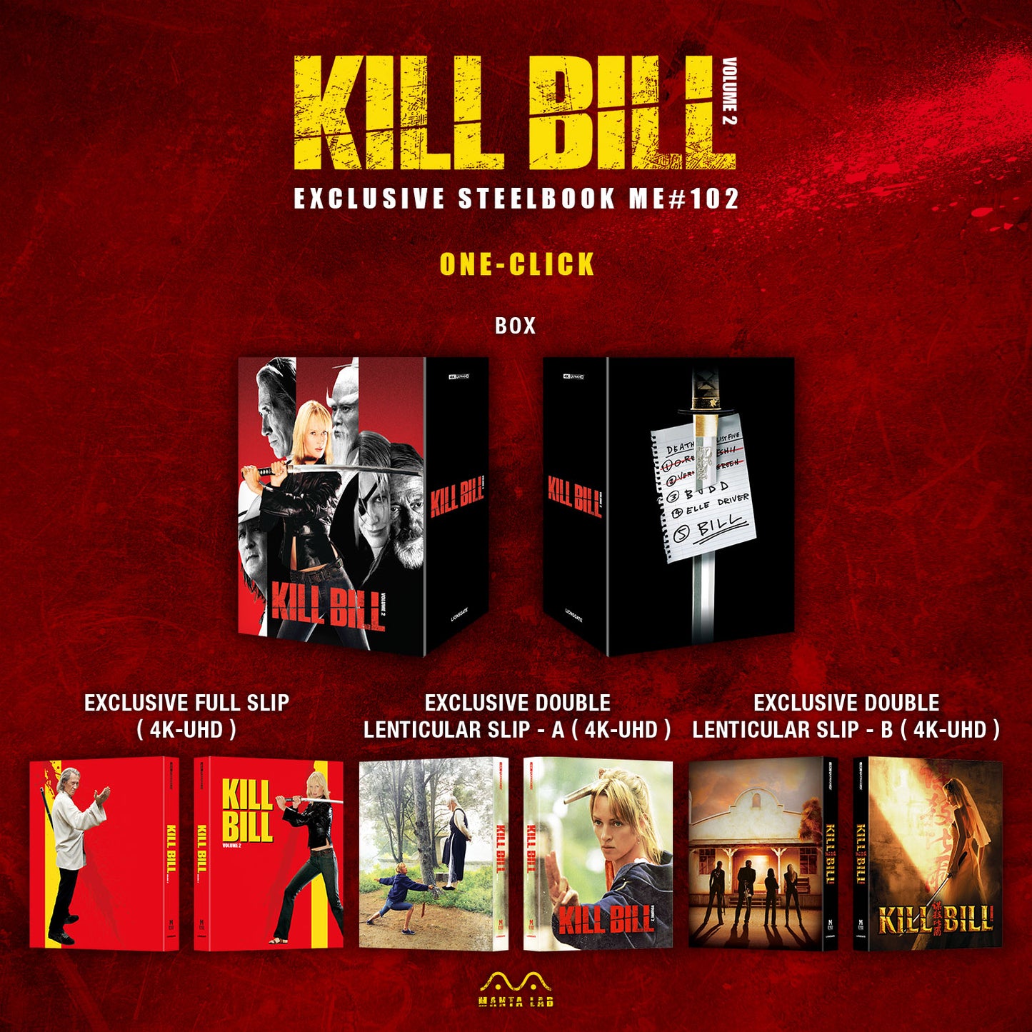 Kill Bill: Volume 2 4K 1-Click SteelBook (2004)(ME#102)(Hong Kong)
