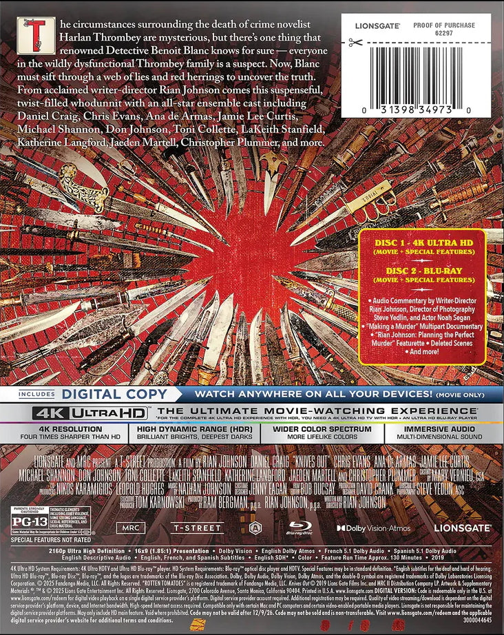 Knives Out 4K SteelBook (Re-release)(Exclusive)