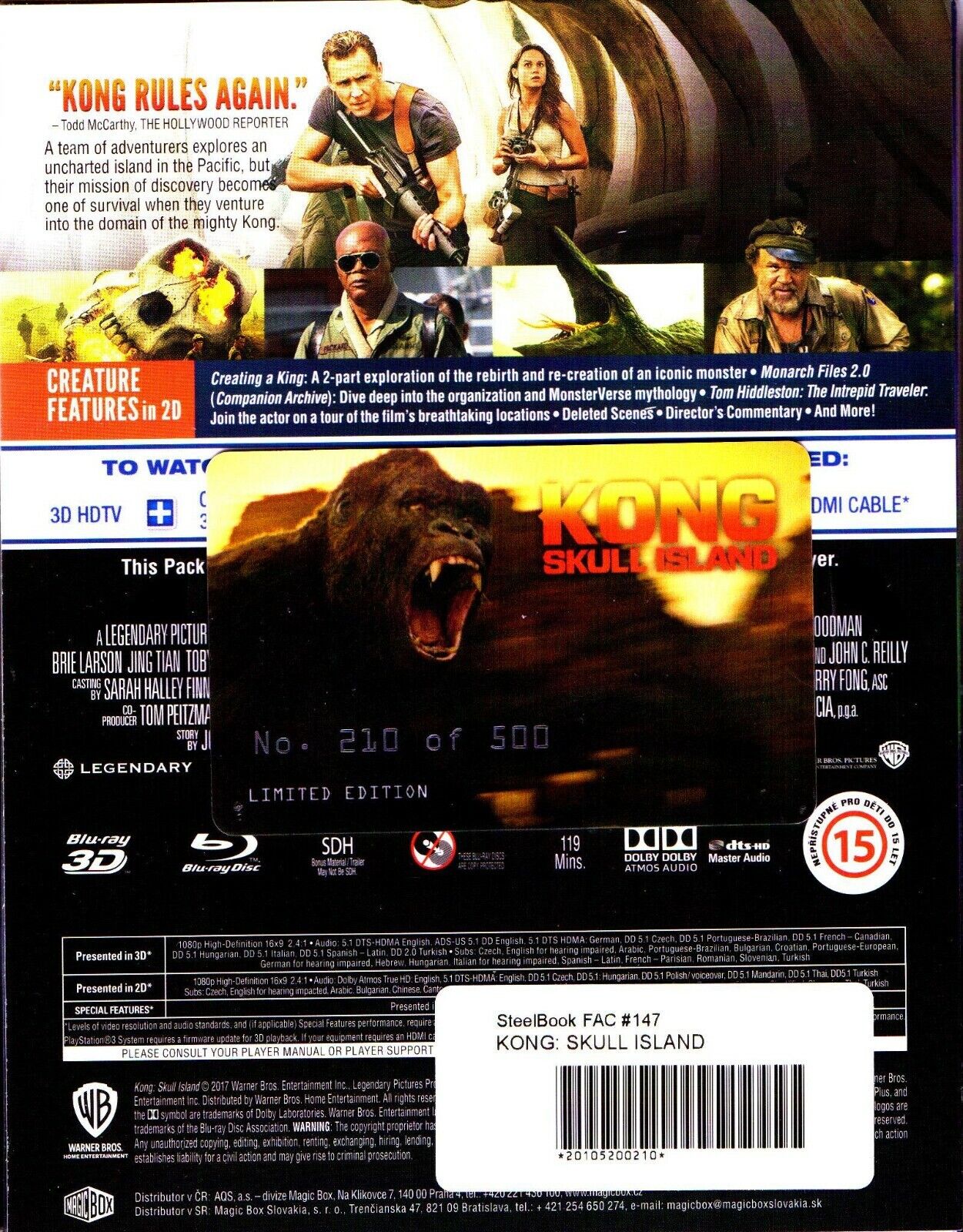 Kong: Skull Island 3D XL Double Lenticular SteelBook (FAC #147)(Czech)