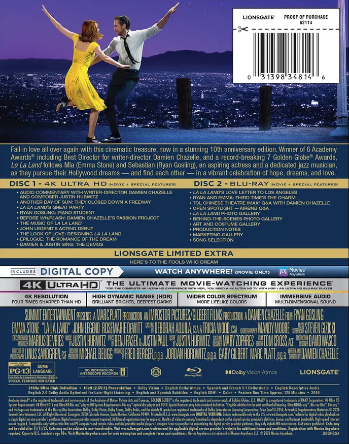 [Pre-Order] La La Land 4K DigiPack: 10th Anniversary Edition (2016)(Exclusive)