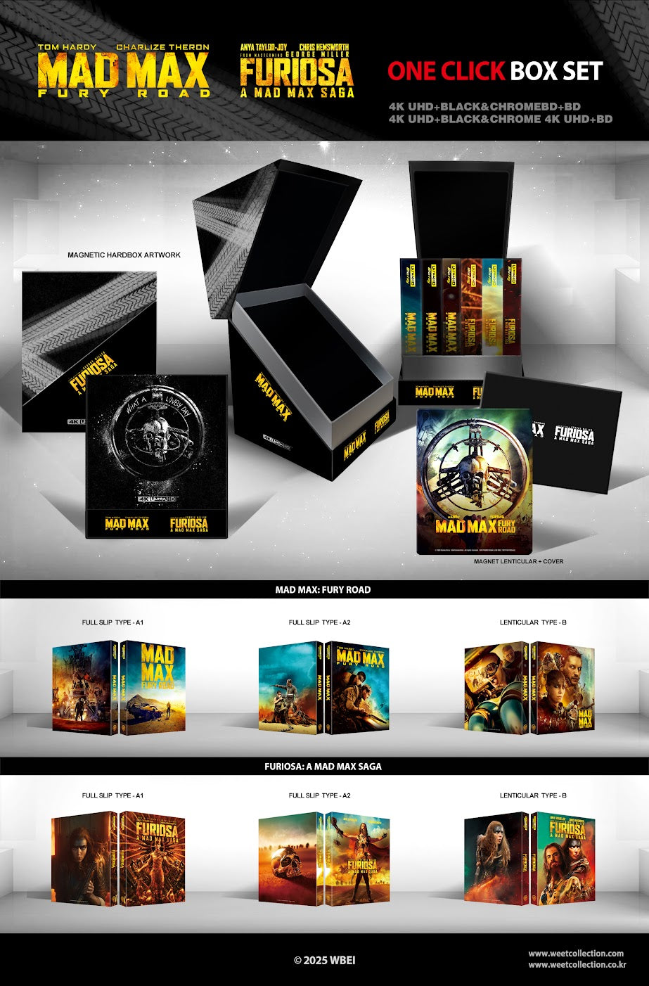 Max Max: Fury Road / Furiosa 4K 1-Click SteelBook - Black and Chrome Edition + Lenticular Magnet (WCE#28-29)(Korea)
