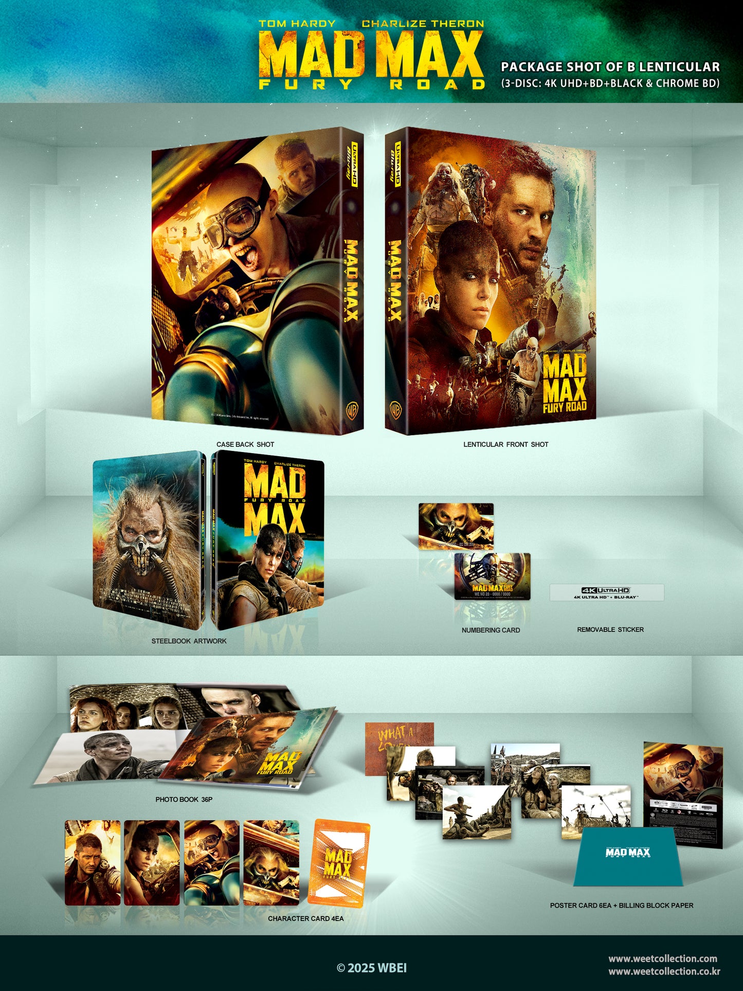 Max Max: Fury Road / Furiosa 4K 1-Click SteelBook - Black and Chrome Edition + Lenticular Magnet (WCE#28-29)(Korea)