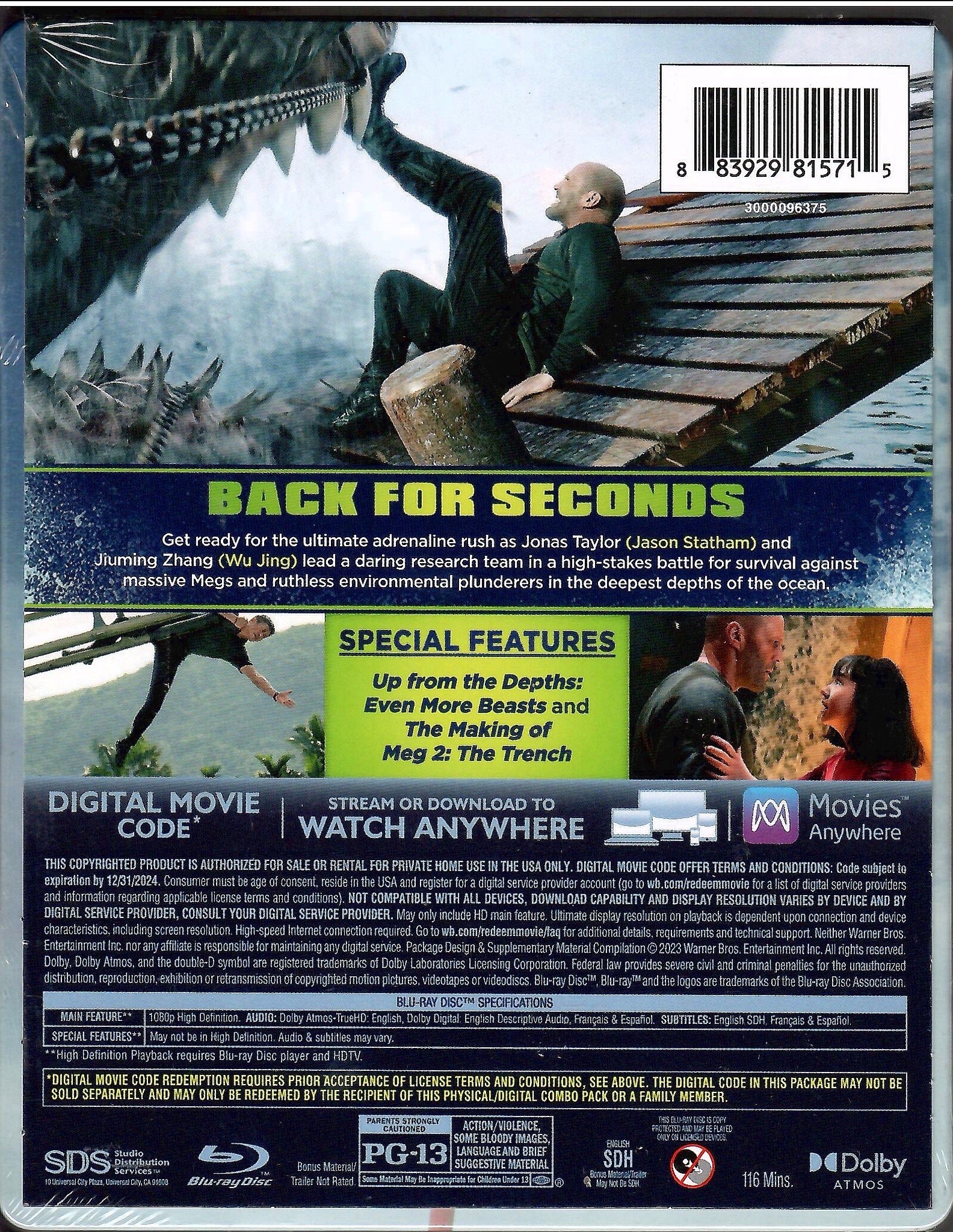 Meg 2: The Trench (Walmart Exclusive) (Steelbook Blu-ray + DVD + Digital  Copy)