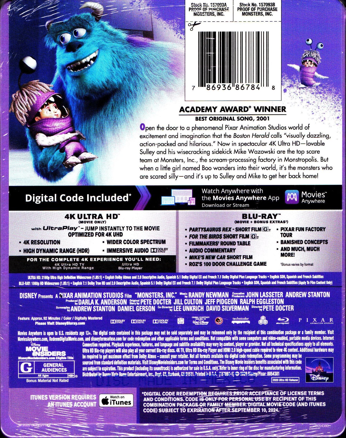 Monsters Inc. 4K SteelBook (Exclusive)