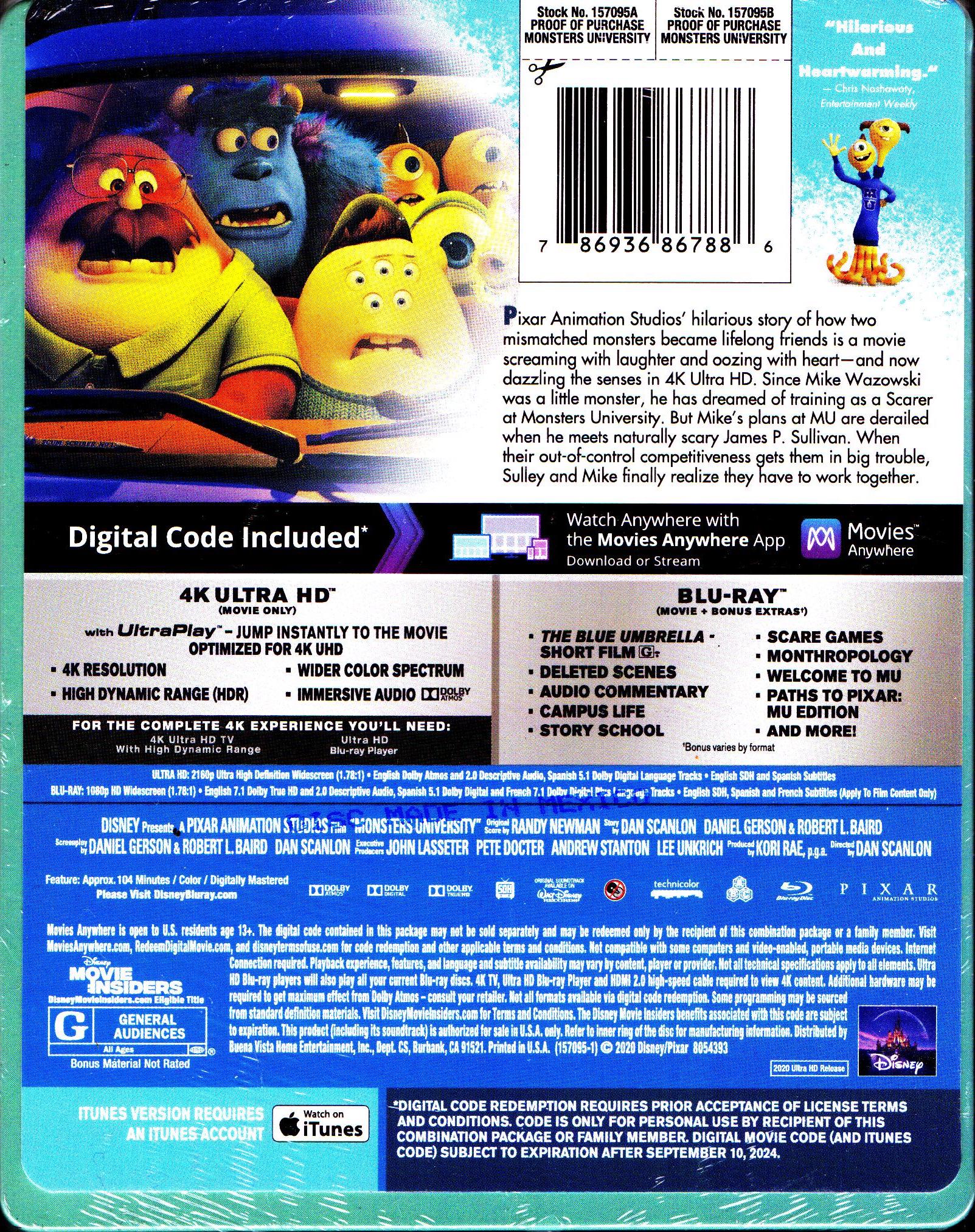 monsters university dvd blu ray Monsters University 4K SteelBook (Exclusive) – Blurays For Everyone