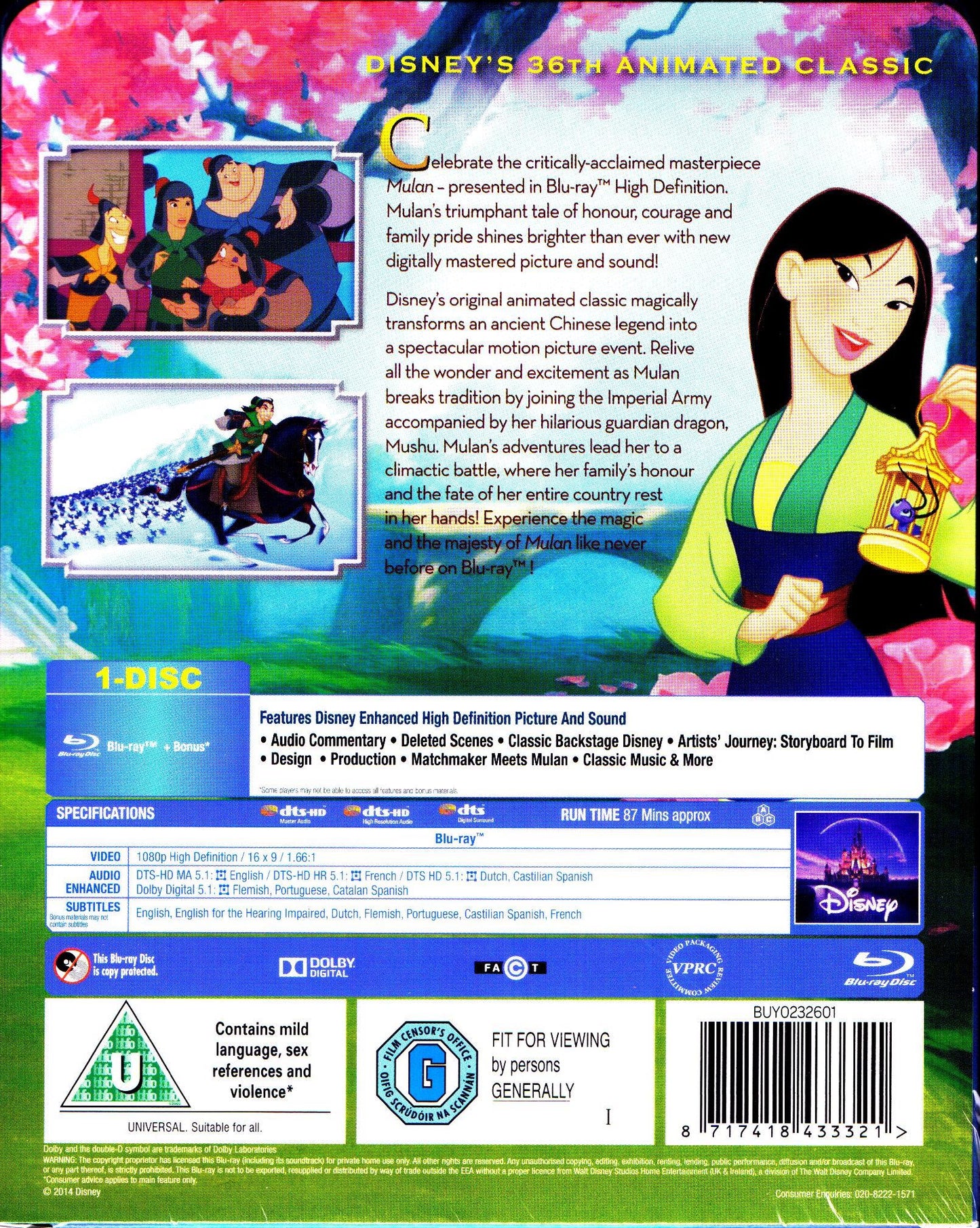 Mulan SteelBook: Disney Collection #19 (1998)(UK)