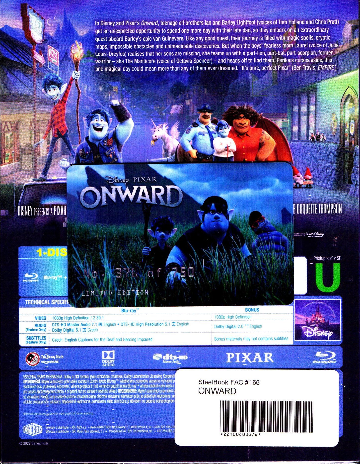 Onward XL Lenticular SteelBook + Lenticular Magnet (FAC#166)(Czech)