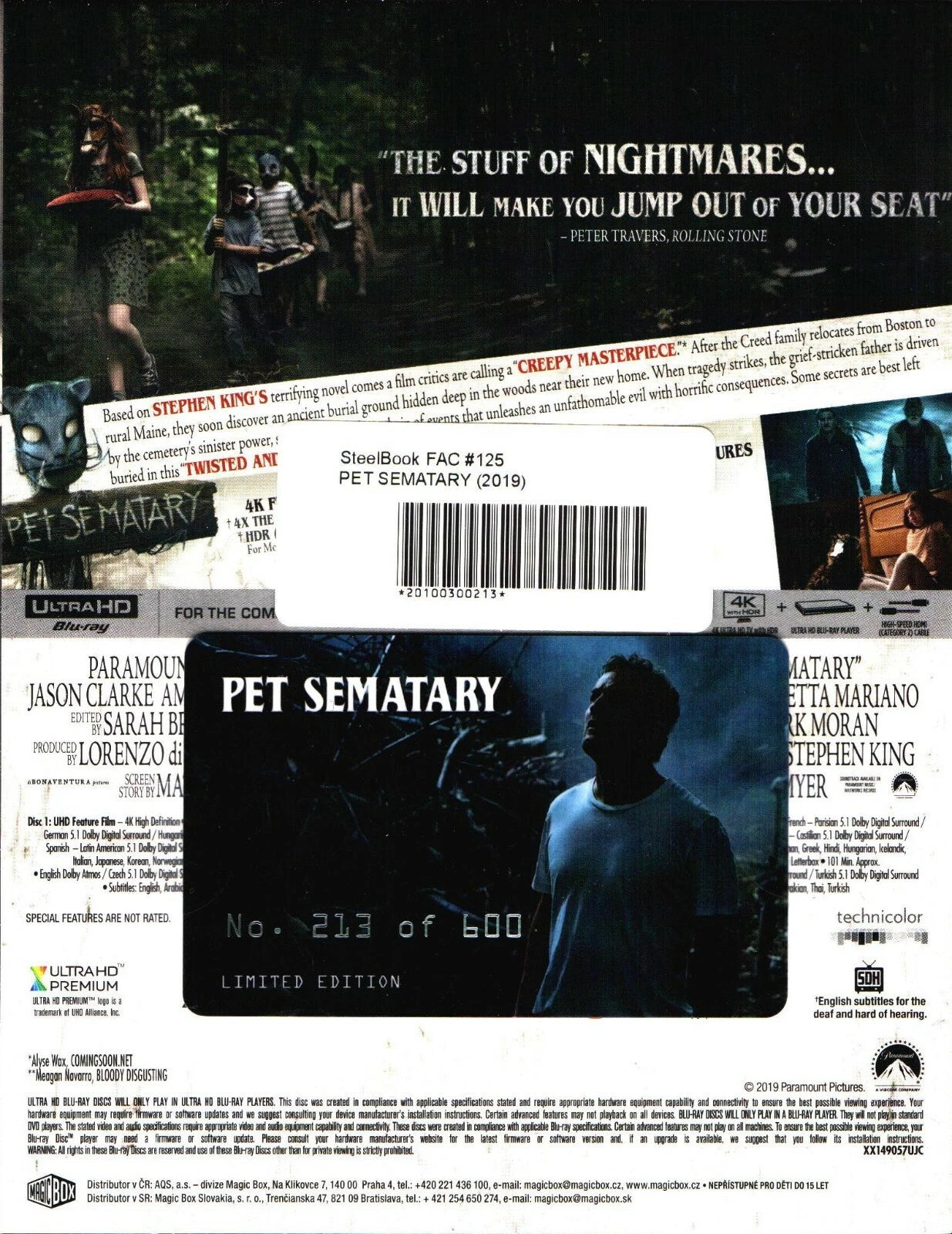 Pet Sematary 4K XL Full Slip SteelBook + Lenticular Magnet (2019)(FAC#125)(Czech)