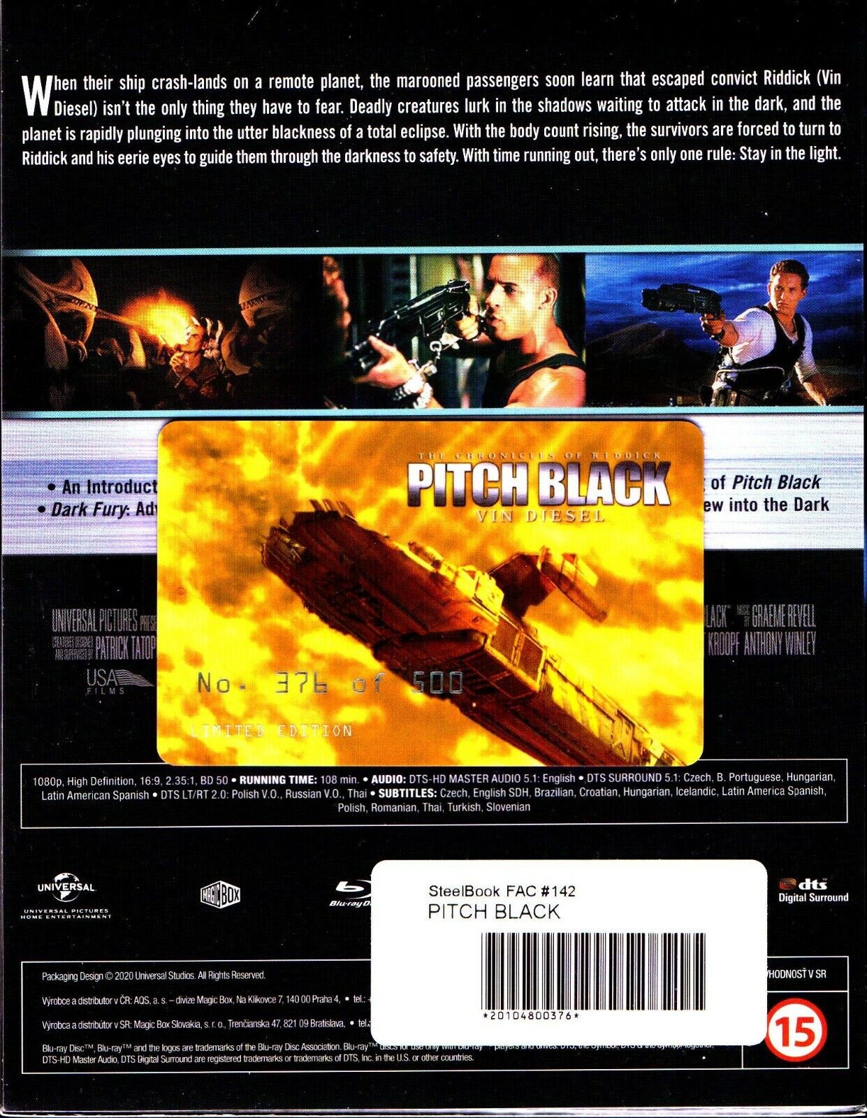 Pitch Black XL Full Slip SteelBook + Lenticular Magnet (FAC#142