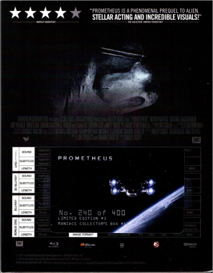 Prometheus 3D & 4K XL Embossed Full Slip SteelBook (FAC#103)(Czech)