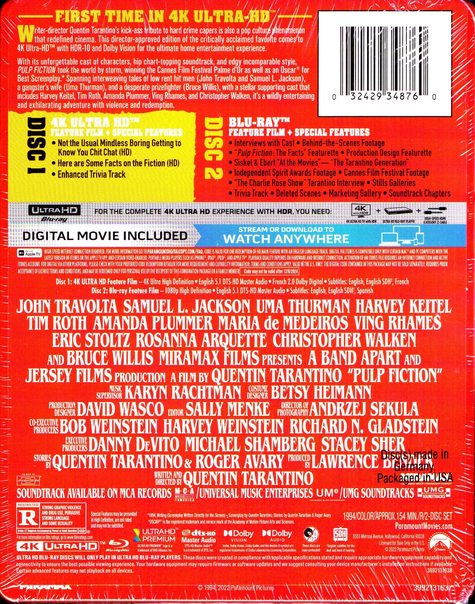Pulp Fiction (4K Ultra HD + Blu-Ray + Digital Copy)