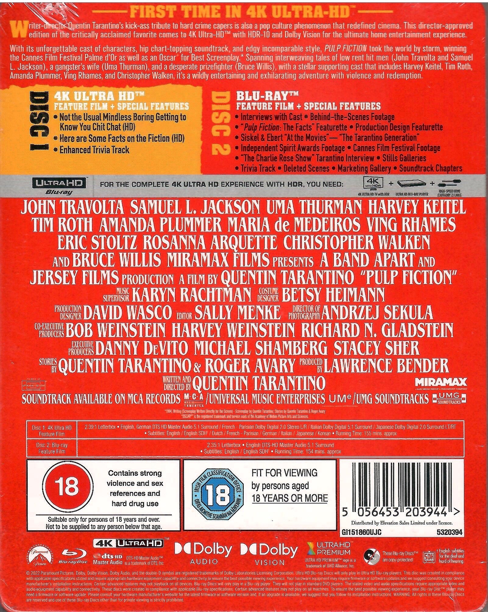 Pulp Fiction 4K SteelBook (UK) – Blurays For Everyone