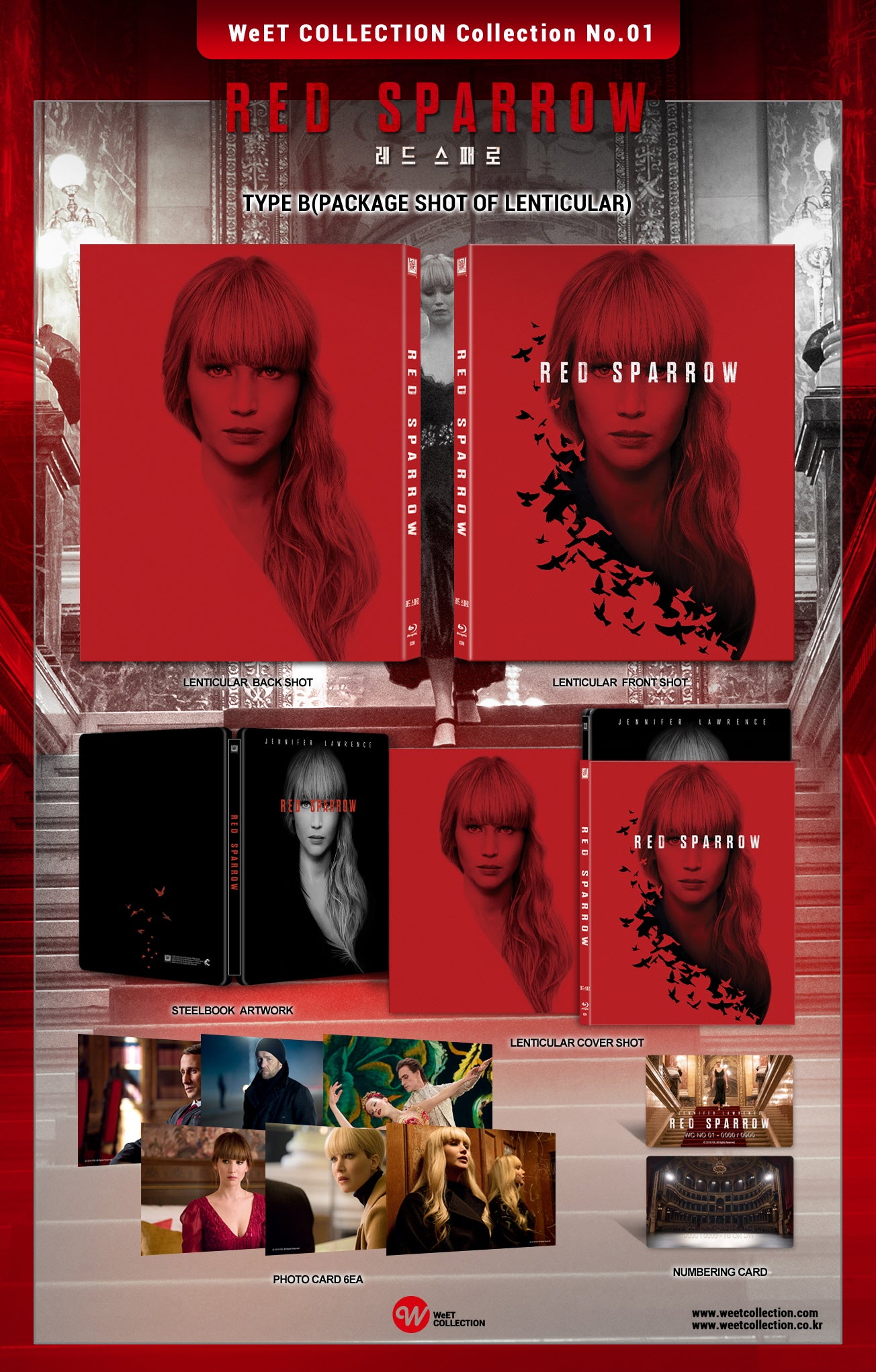 Red Sparrow Lenticular SteelBook (WC#01)(Korea)