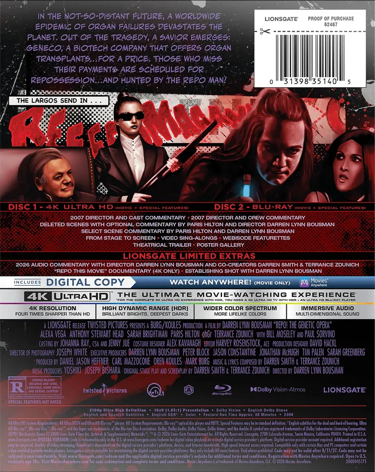 [Pre-Order] Repo! The Genetic Opera 4K SteelBook (Exclusive)