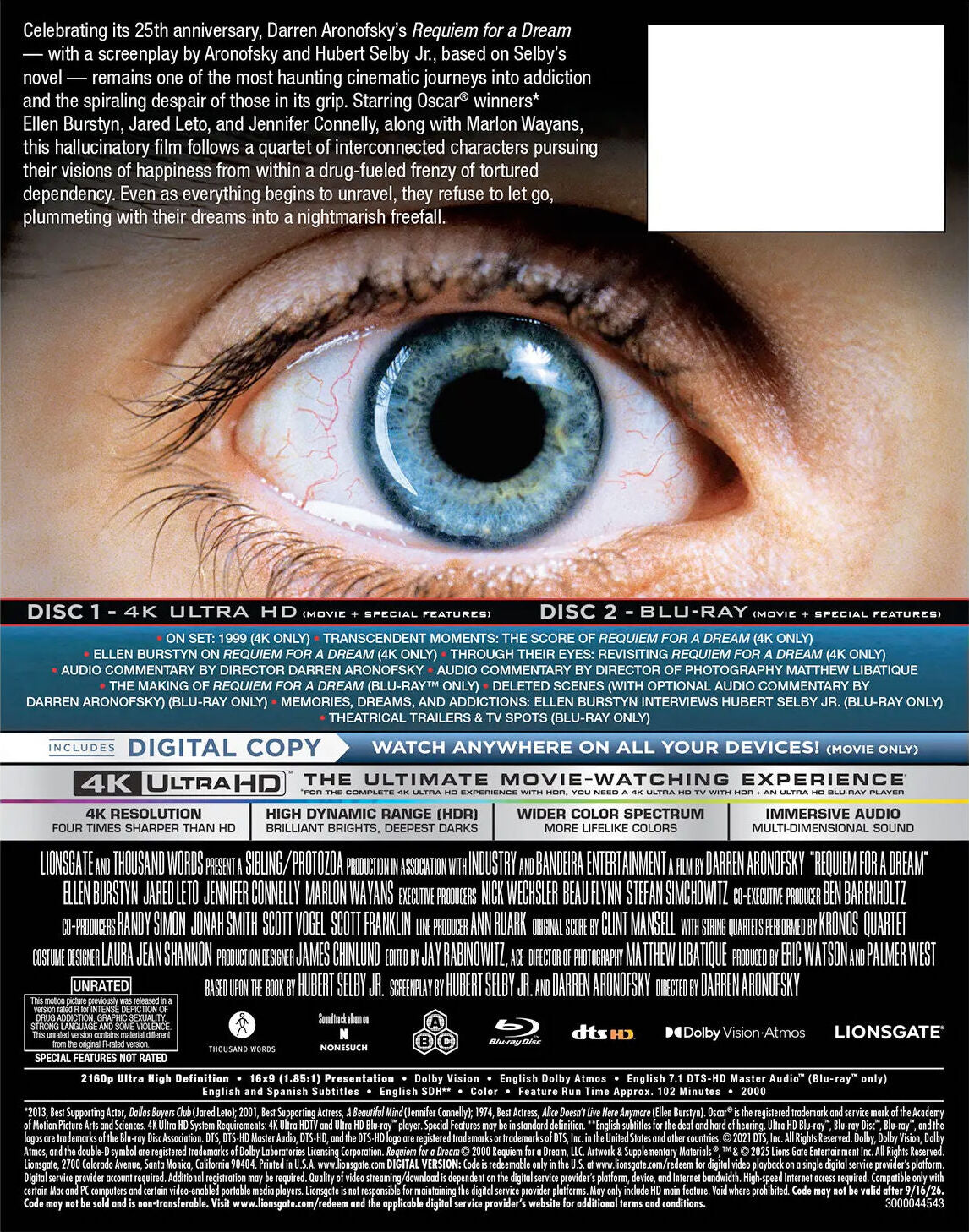 Requiem For a Dream 4K Lenticular Gift Box: Director's Cut - 25th Anniversary Edition (Exclusive)