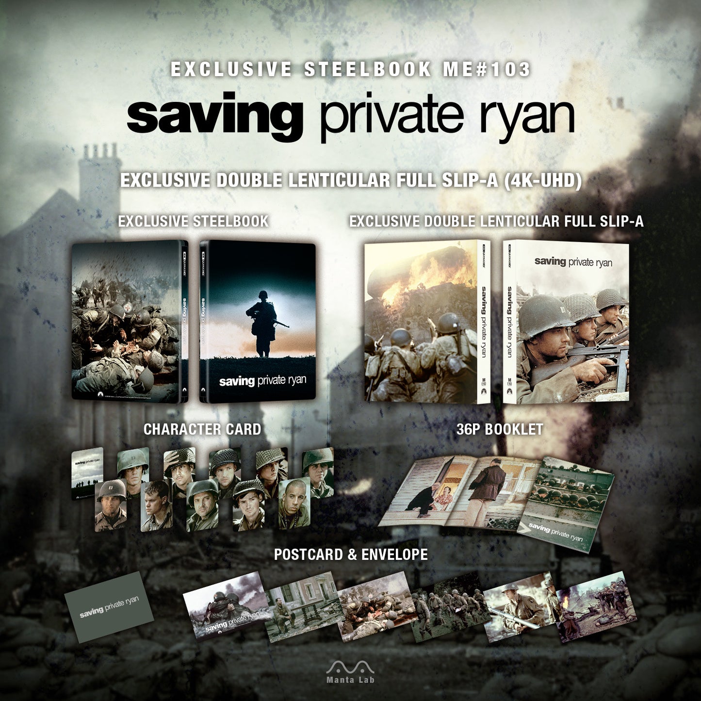 [Pre-Order] Saving Private Ryan 4K Double Lenticular A SteelBook (ME#103)(Hong Kong)