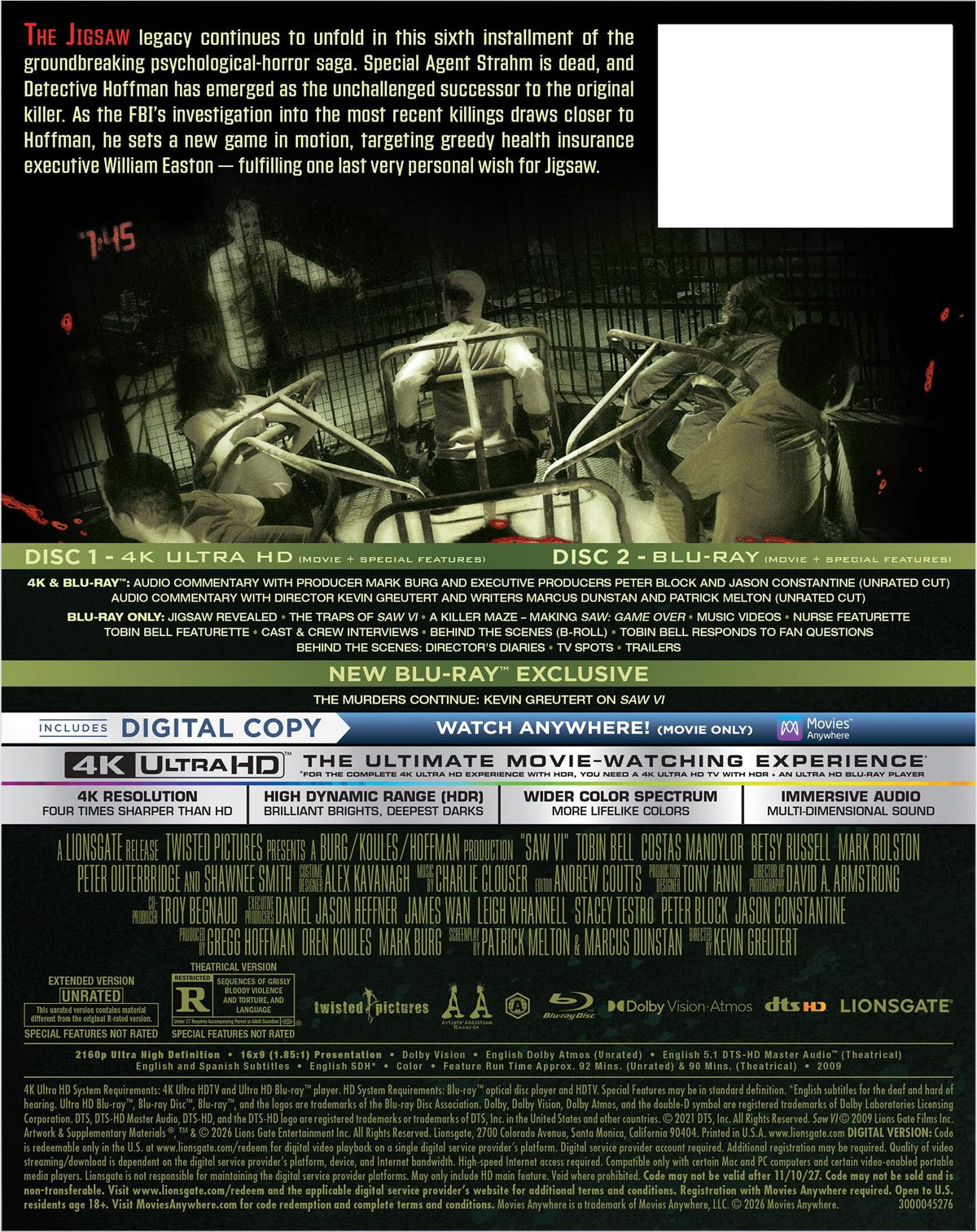 [Pre-Order] Saw VI 4K SteelBook - Unrated (2009)(Exclusive)