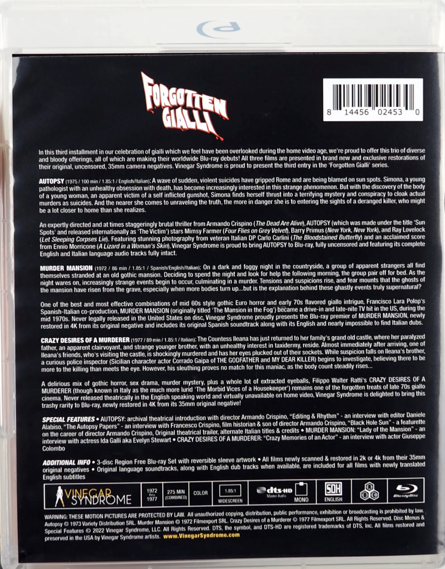 Forgotten Gialli: Volume 3 - Limited Edition (VS-349)(Exclusive)*