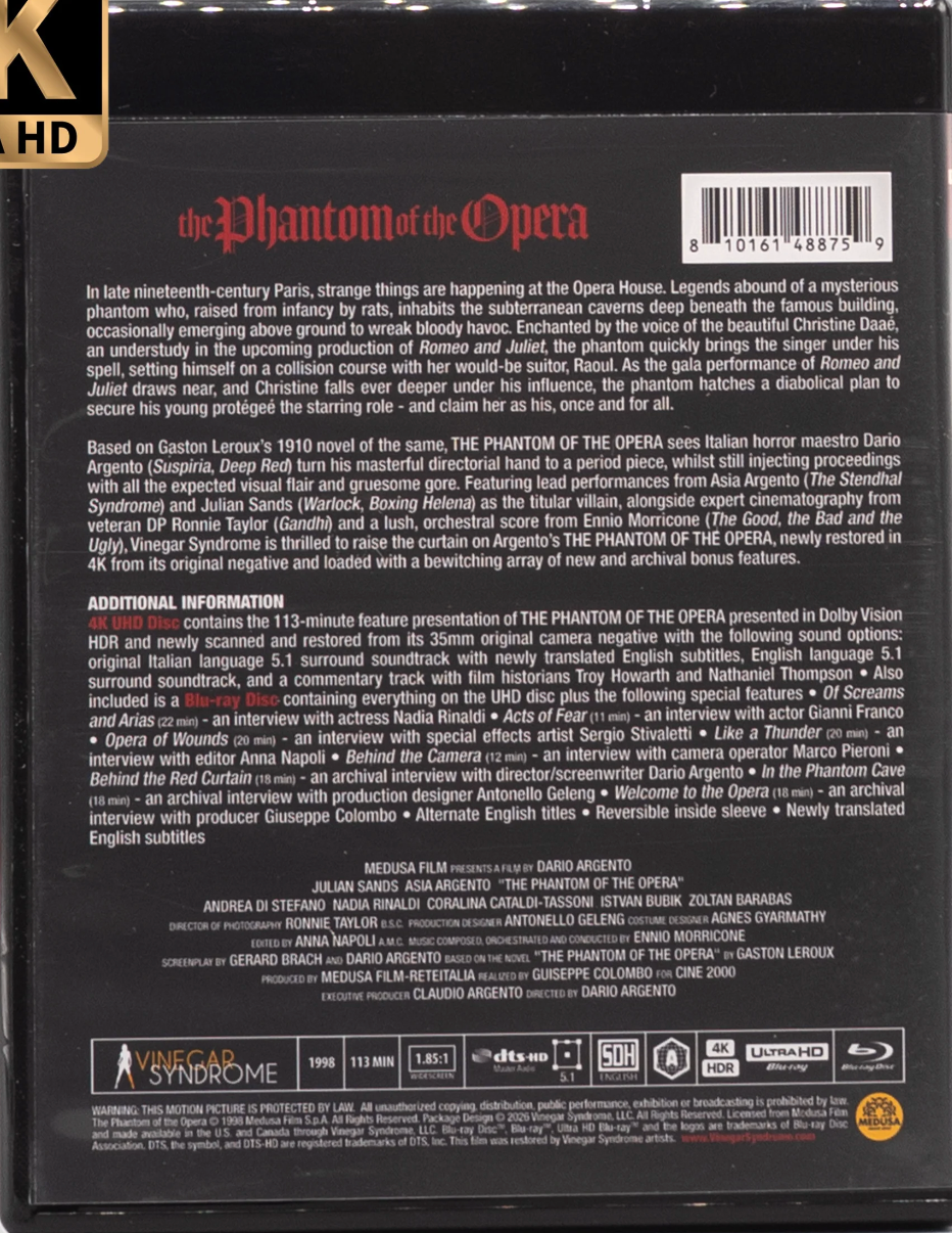 The Phantom of the Opera 4K: Limited Edition (1998)(VS-523)(Exclusive)*