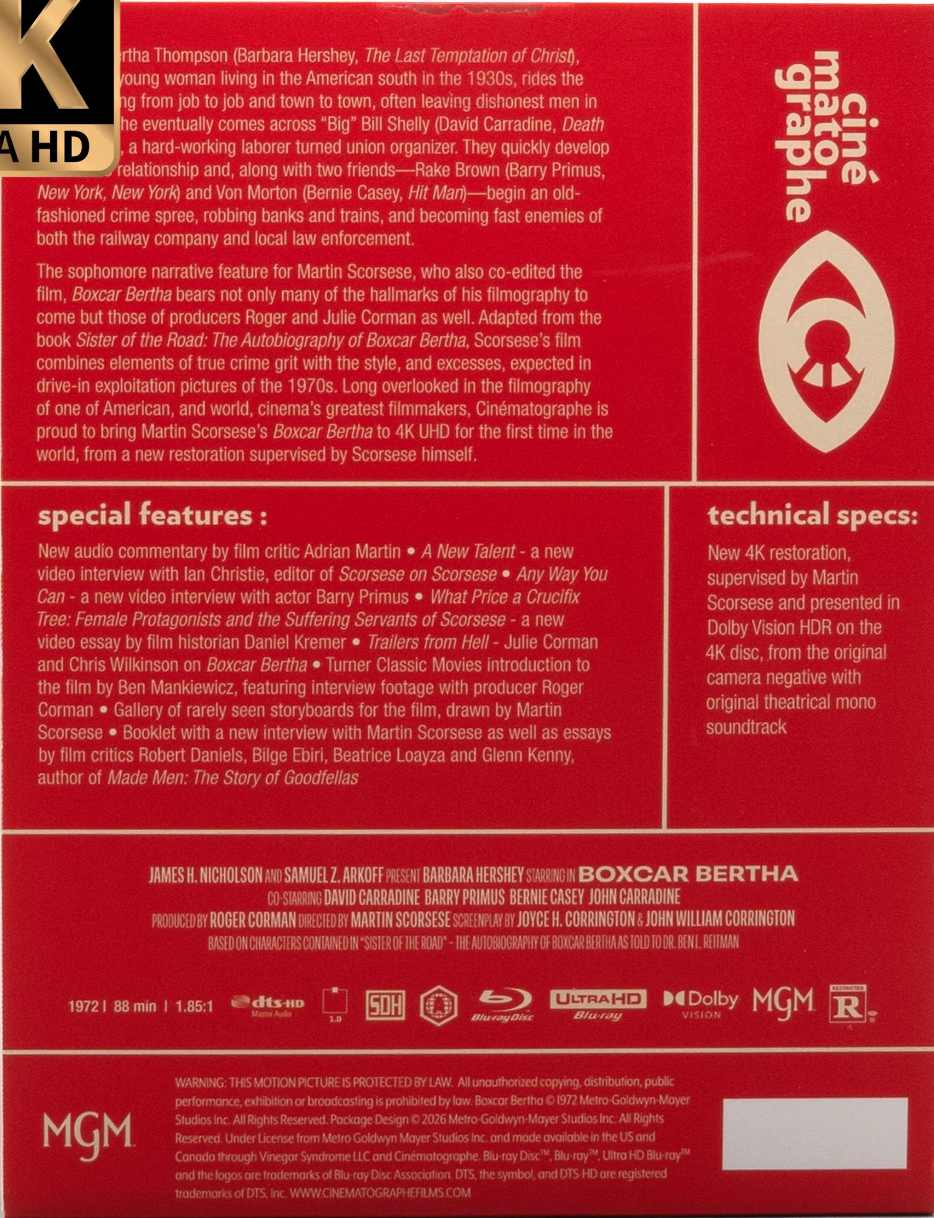 Boxcar Bertha 4K: Limited Edition DigiBook (CIN-030)(Exclusive)*