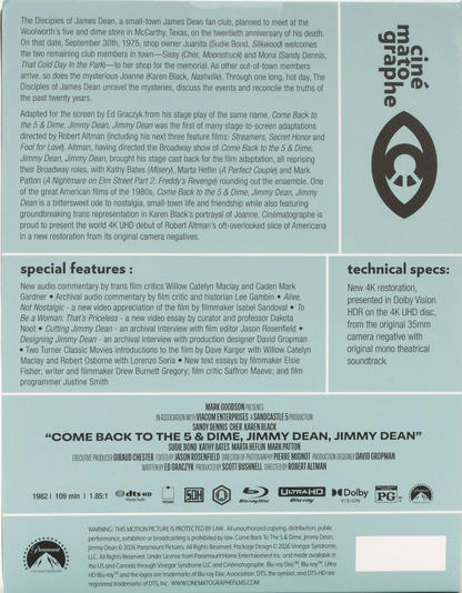 Come Back to the 5 and Dime, Jimmy Dean, Jimmy Dean 4K: Limited Edition DigiBook (CIN-033)(Exclusive)