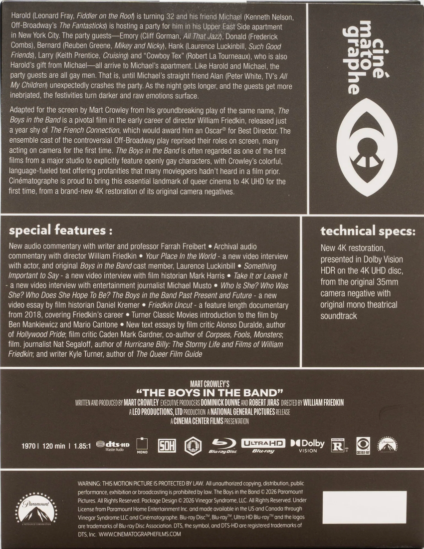 The Boys in the Band 4K: Limited Edition DigiBook (CIN-034)(Exclusive)