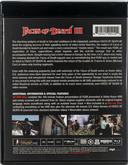 [Pre-Order] Faces of Death III 4K: Limited Edition (1985)(VSA-066)(Exclusive)