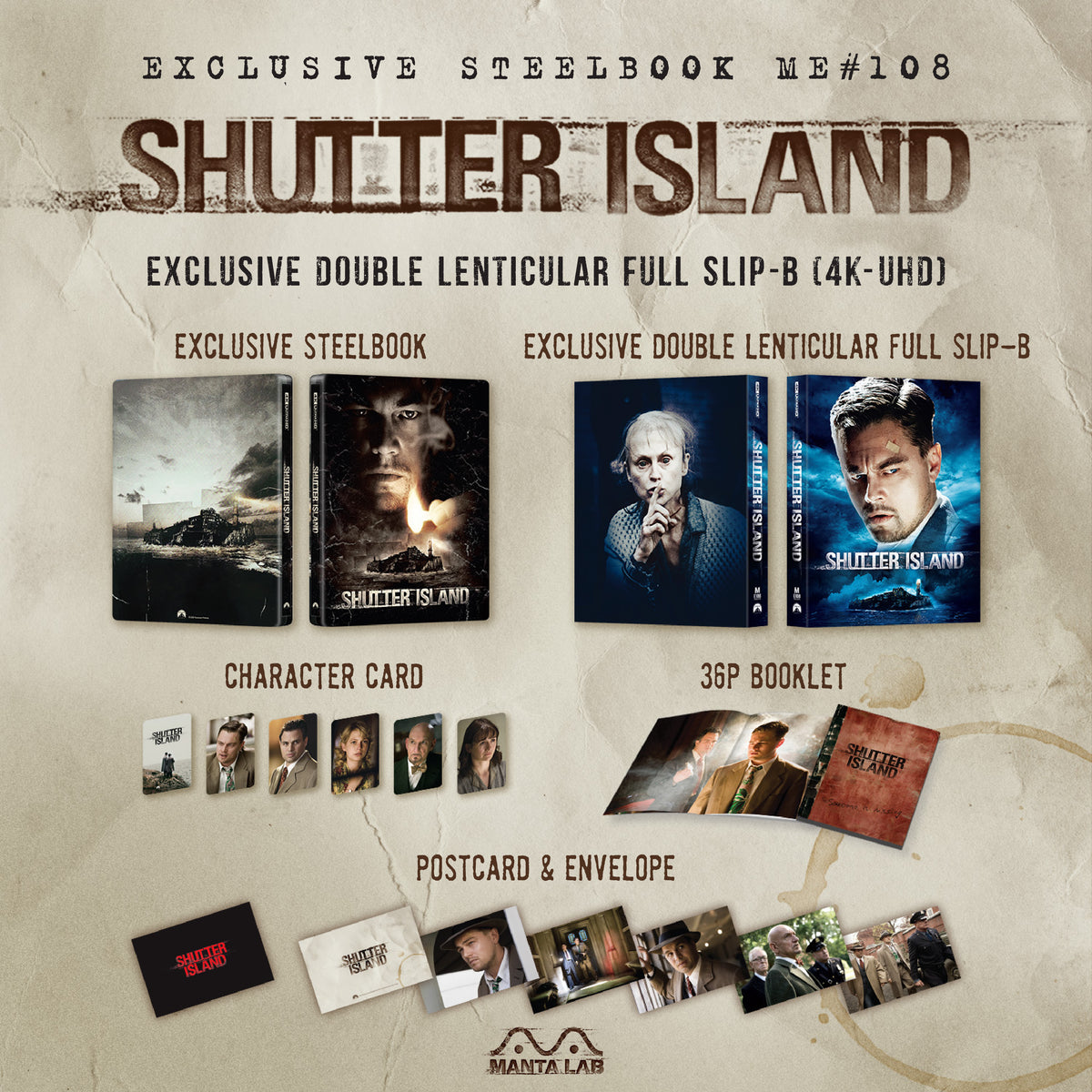 [Pre-Order] Shutter Island 4K Double Lenticular B SteelBook (ME#108)(Hong Kong)