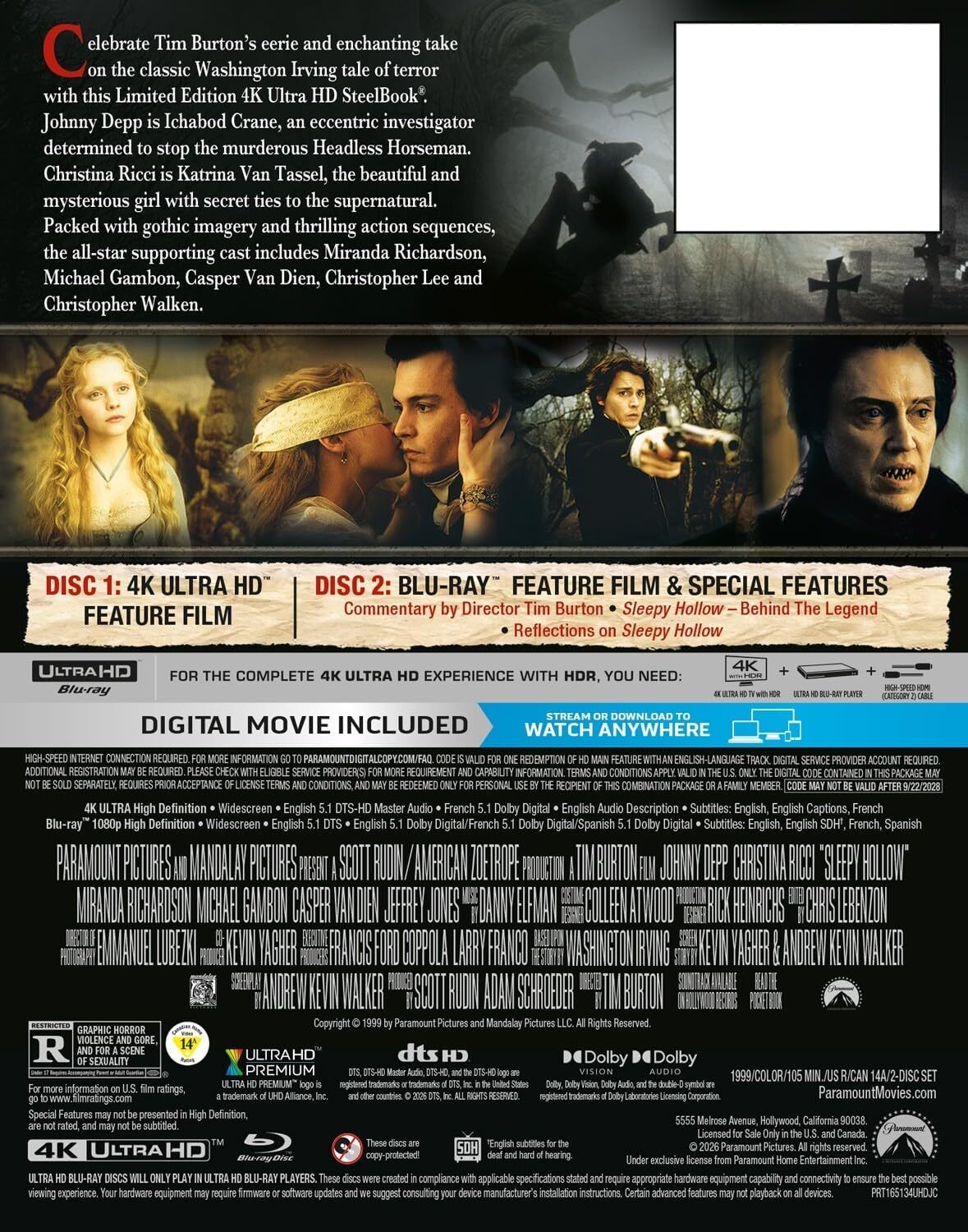 [Pre-Order] Sleepy Hollow 4K SteelBook (Re-re-release)