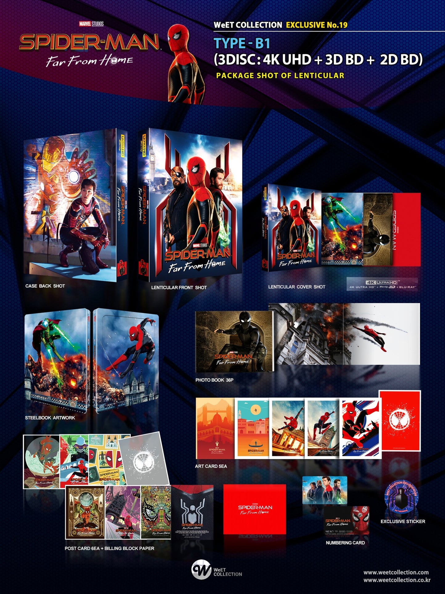 Spider-Man: Far From Home 3D & 4K Lenticular B1 SteelBook (Re-release)(2019)(WCE#19)(Korea)