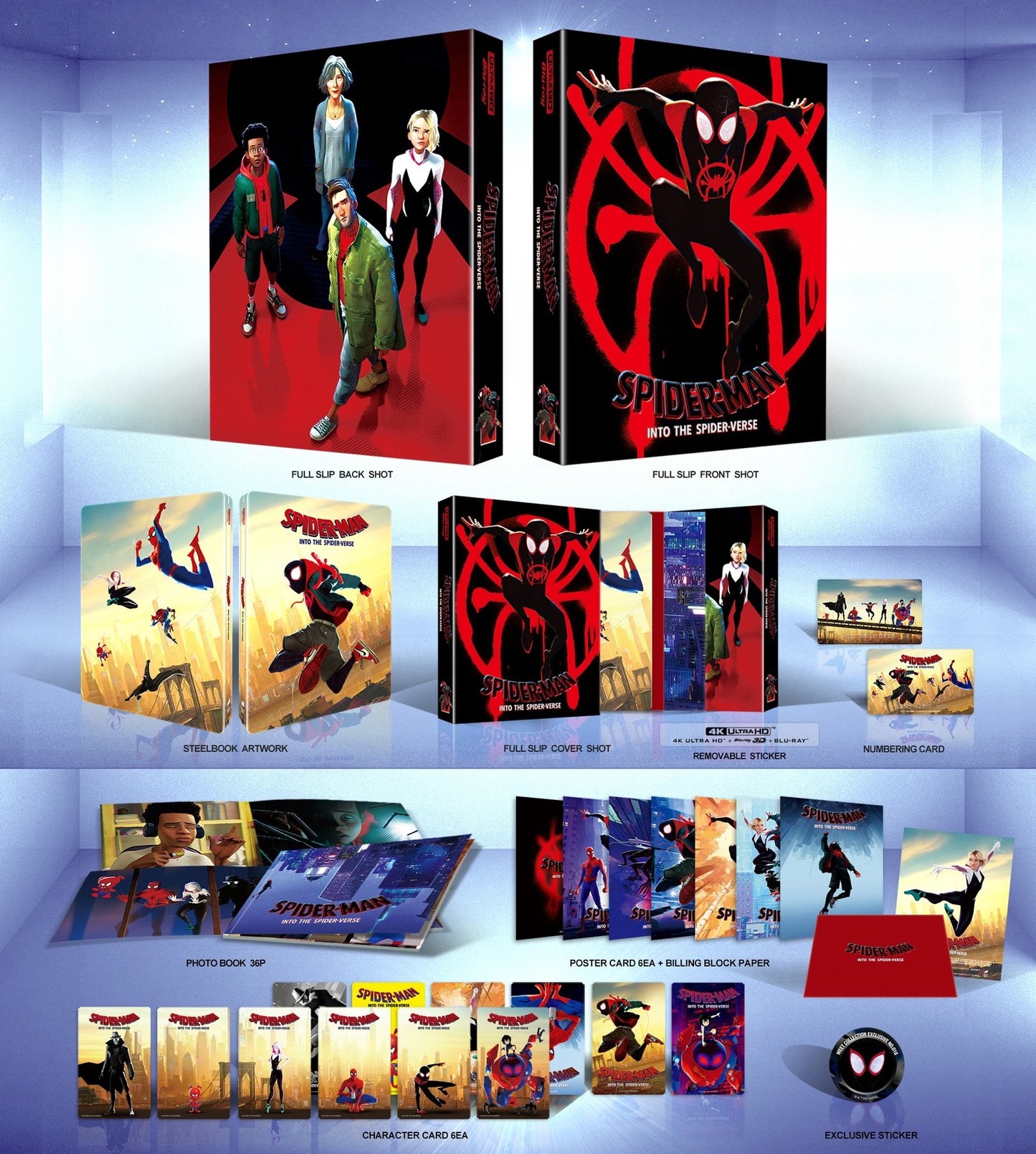 Spider-Man: Into the Spider-Verse 3D + 4K Full Slip A1 SteelBook (Spiderman)(Spiderverse)(Korea)