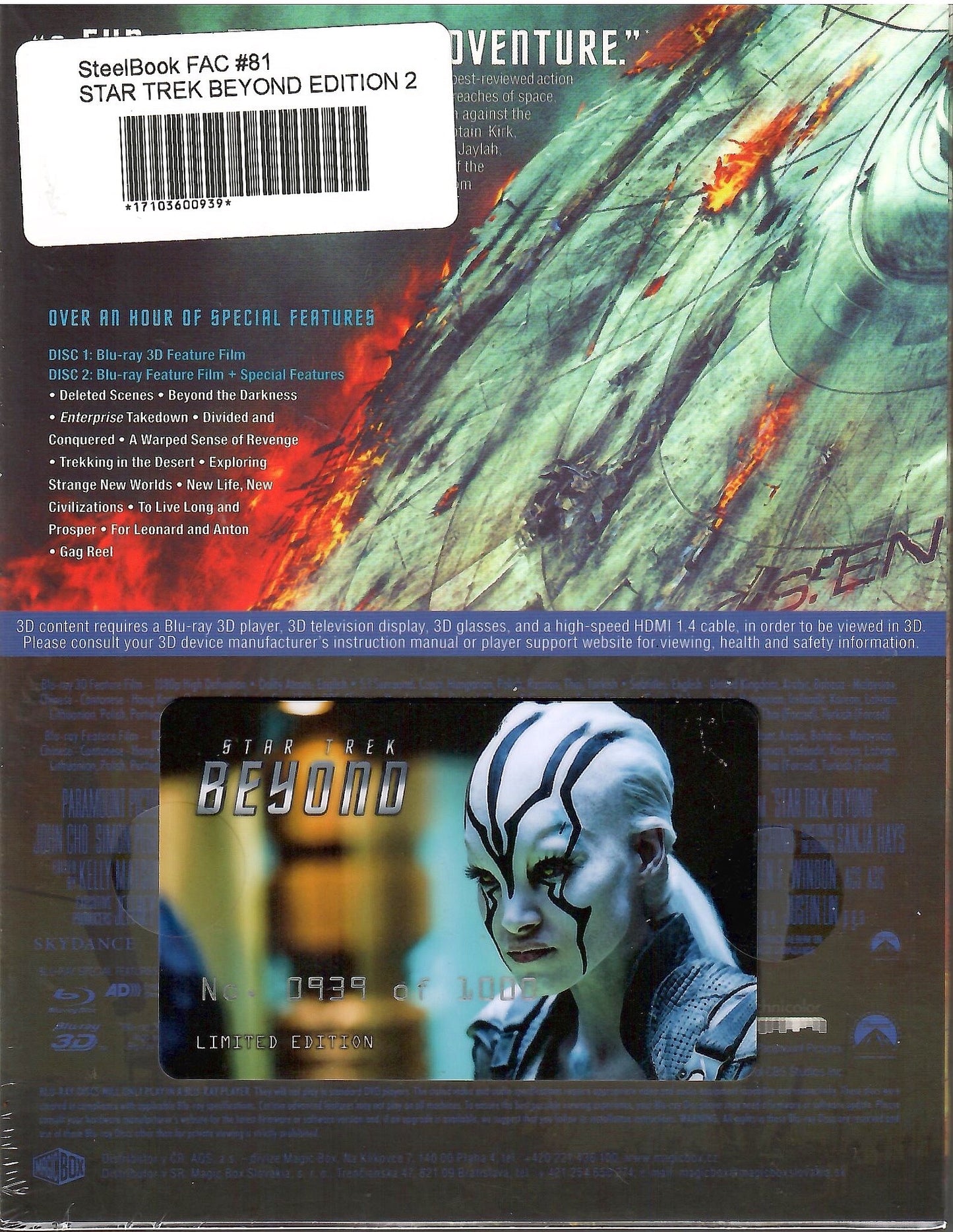 Star Trek: Beyond 3D Lenticular SteelBook (FAC#81)(Czech)