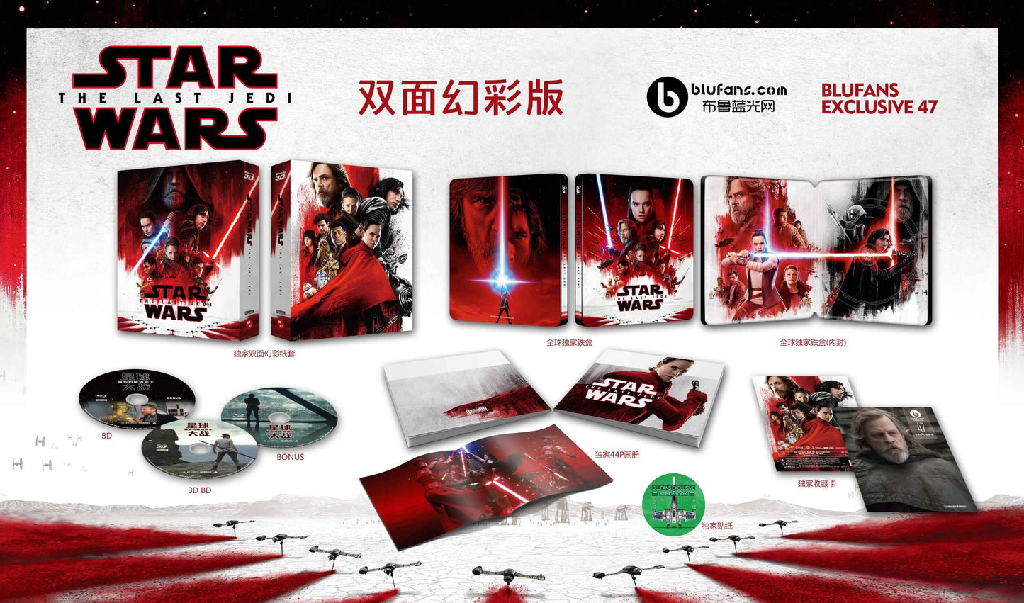 Star Wars: Episode VIII - The Last Jedi 3D Double Lenticular SteelBook (Blufans#47)(China)