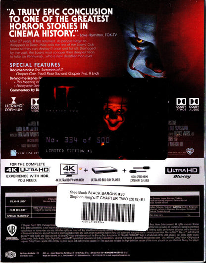 Stephen Kings IT: Chapter 2 XL 4K Full Slip SteelBook (2019)(BB#26)(Czech)