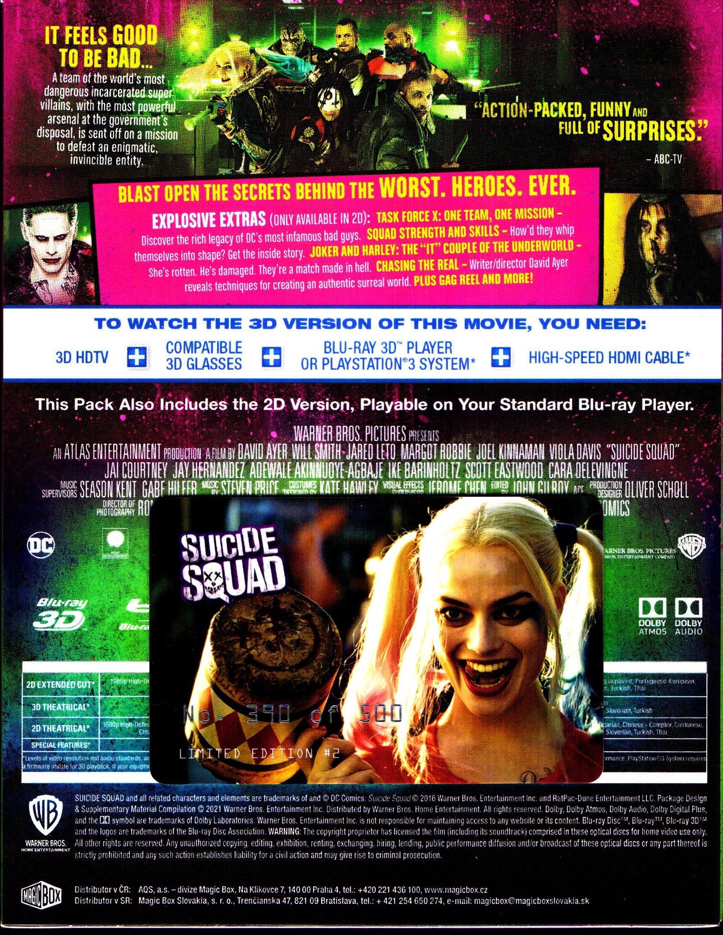 Suicide Squad 3D XL Lenticular SteelBook: Extended Cut (2016)(FAC#153)(Czech)