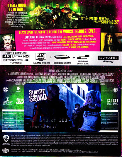 Suicide Squad 3D & 4K XL 1-Click SteelBook: Extended Cut (2016)(FAC#153)(Czech)