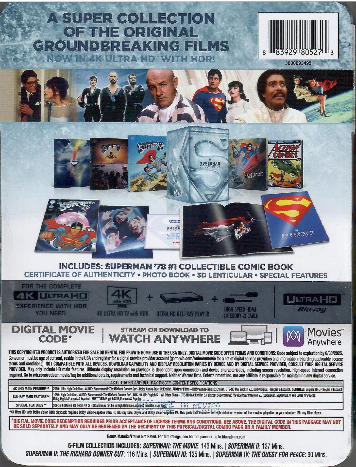 Superman I-IV 5-Film 4K SteelBook Collection (1978-2006)