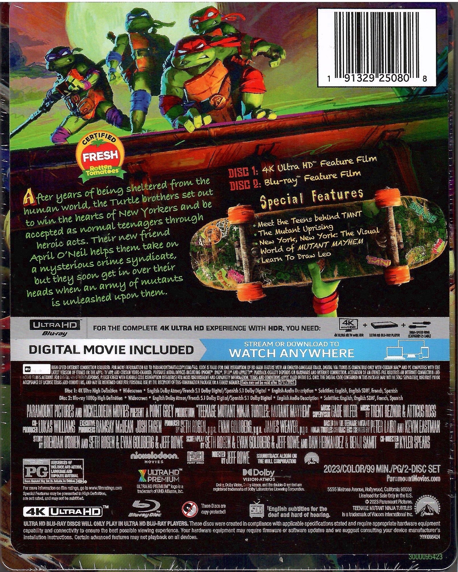  Teenage Mutant Ninja Turtles: Mutant Mayhem Steelbook [4K UHD]  : Ice Cube, Jackie Chan, Micah Abbey: Movies & TV