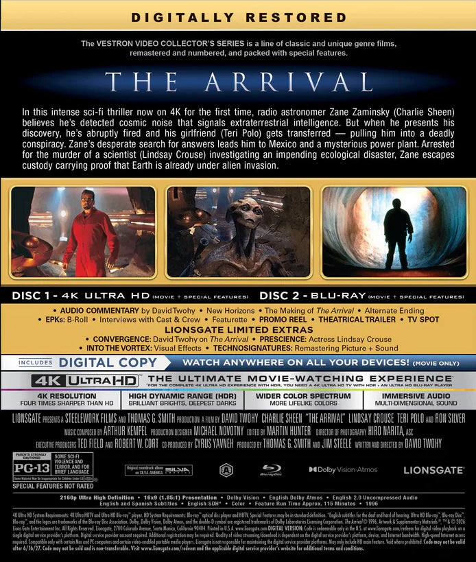 The Arrival 4K: Vestron Collector's Series #40 (1996)(Exclusive)