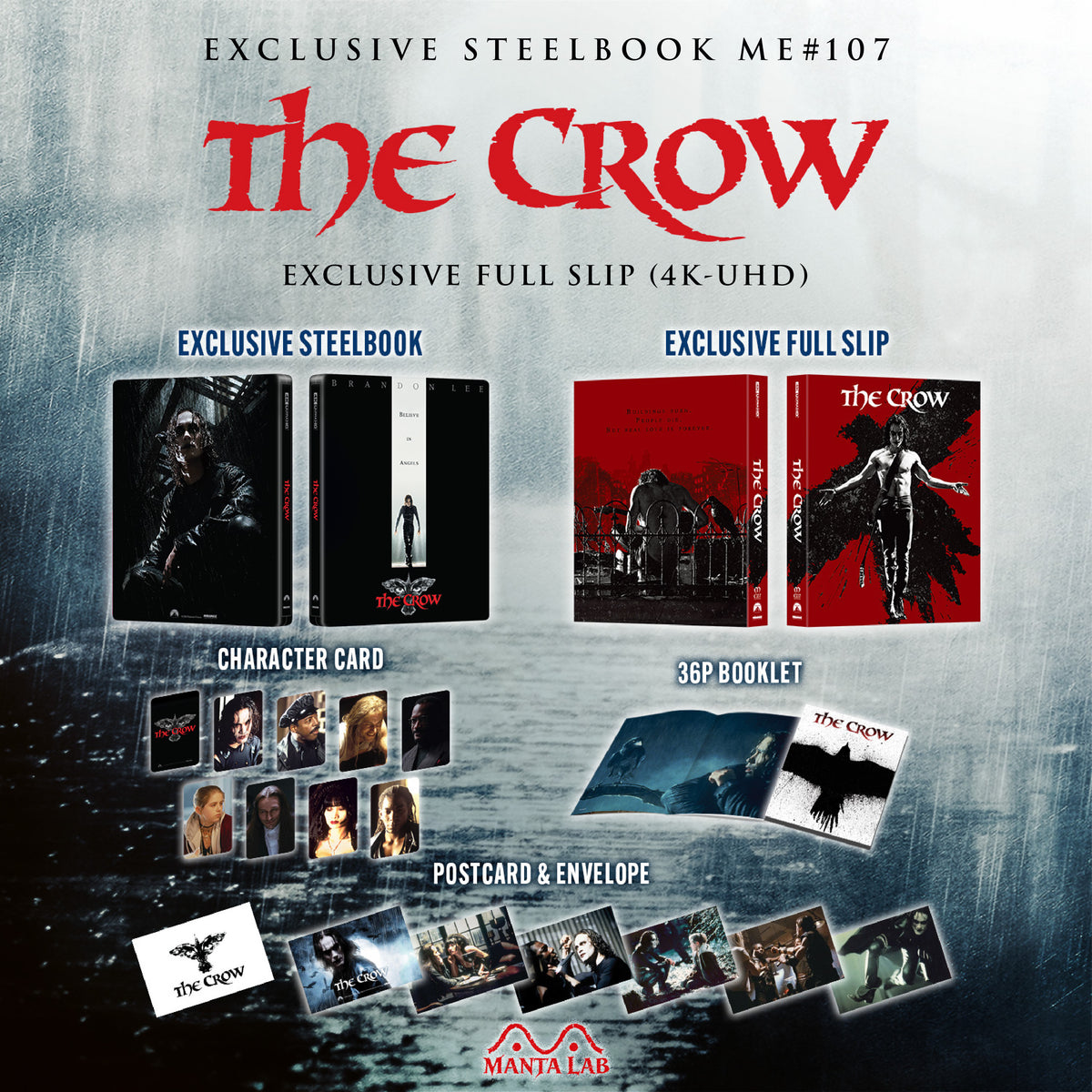 [Pre-Order] The Crow 4K Full Slip SteelBook (1994)(ME#107)(Hong Kong)