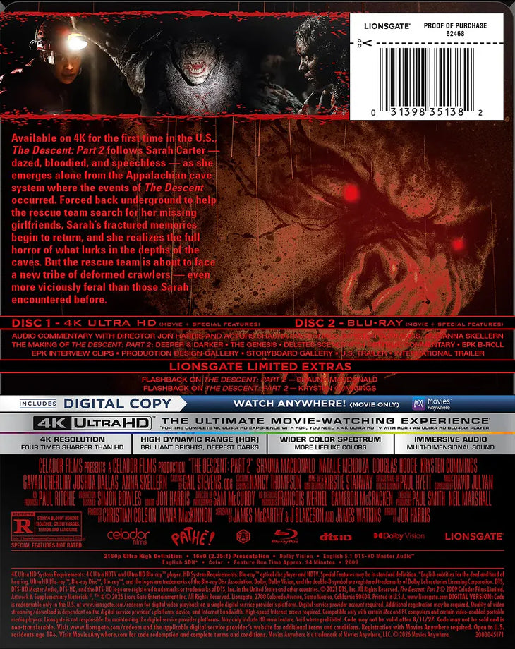 [Pre-Order] The Descent: Part II 4K SteelBook (2009)(Exclusive)
