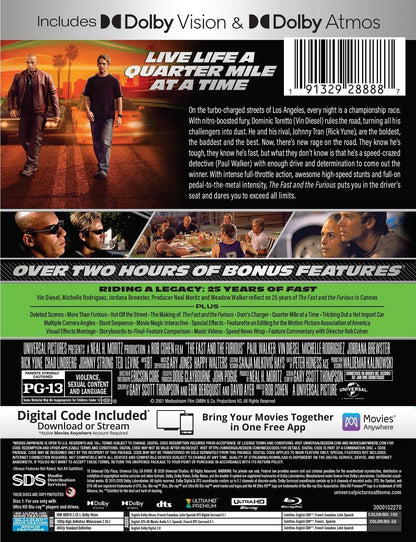 [Pre-Order] The Fast and the Furious 4K SteelBook: 25th Anniversary Edition (2001)