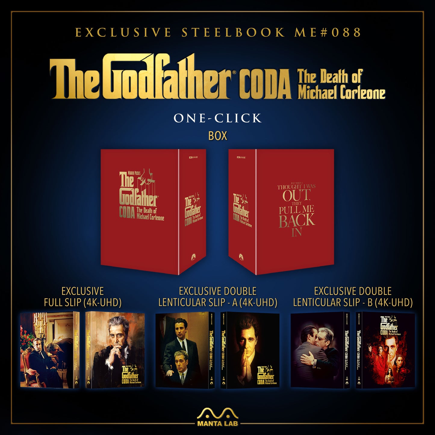 The Godfather Coda: The Death of Michael Corleone - Part III 4K 1-Click SteelBook (1990)(ME#88)(Hong Kong)