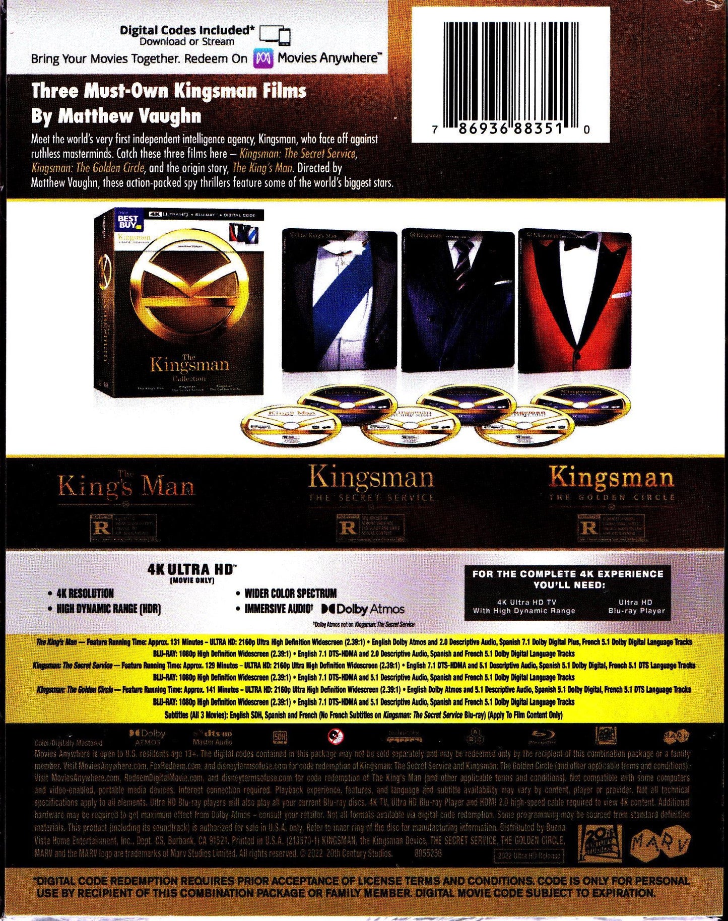 The Kingsman 4K 3-Movie Collection SteelBook (Exclusive)
