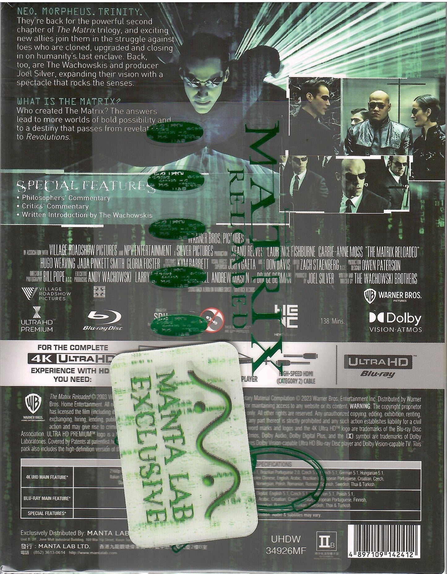 The Matrix Reloaded 4K 1-Click SteelBook (ME#46)(Hong Kong)